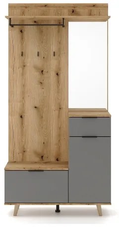 SVEN tükörrel ellátott előszobafal, barna/grafit