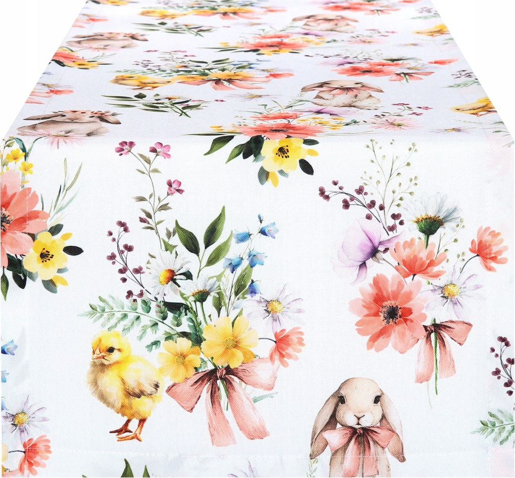 Húsvéti futópad 40x160 Asztal futópad Nyuszi Virágok 11015