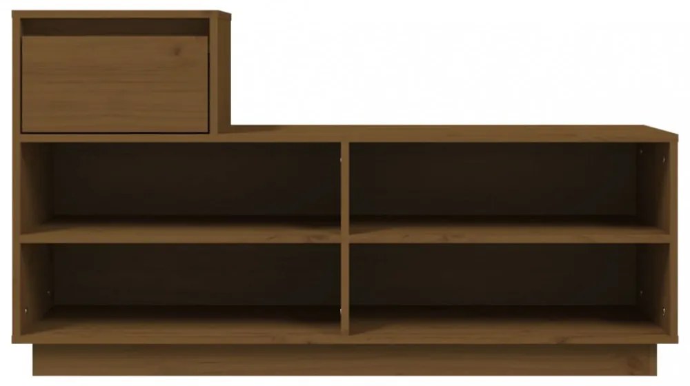 mézbarna tömör fenyőfa cipőszekrény 110 x 34 x 61 cm