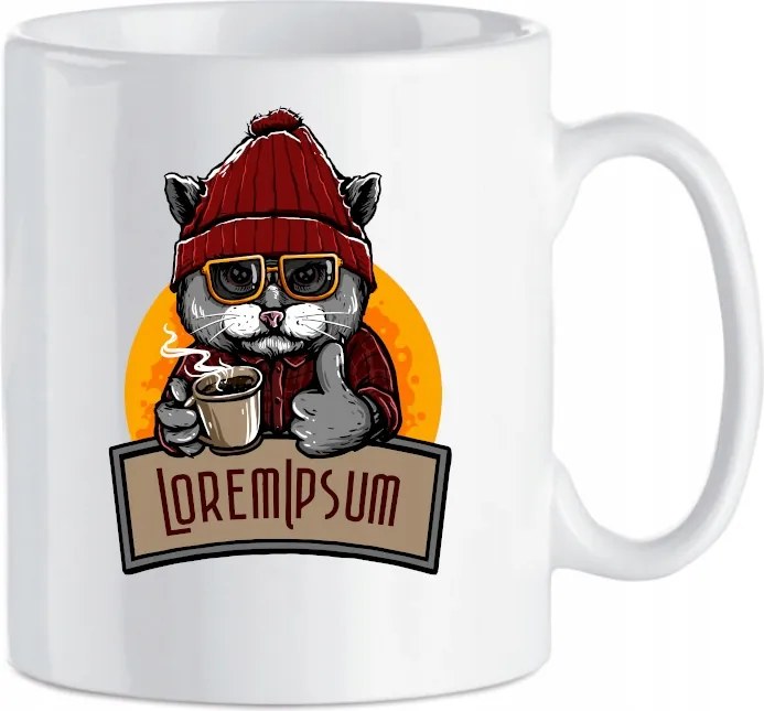 Nyomott mintás bögre Macska sapka Macska 330 ml