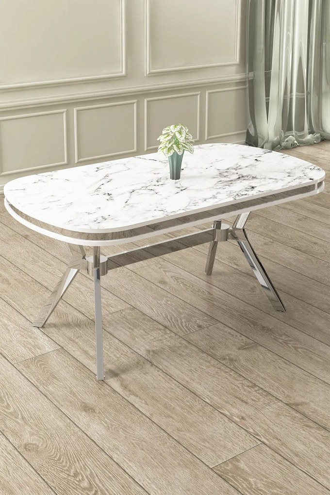 Olya - White Marble, Chrome