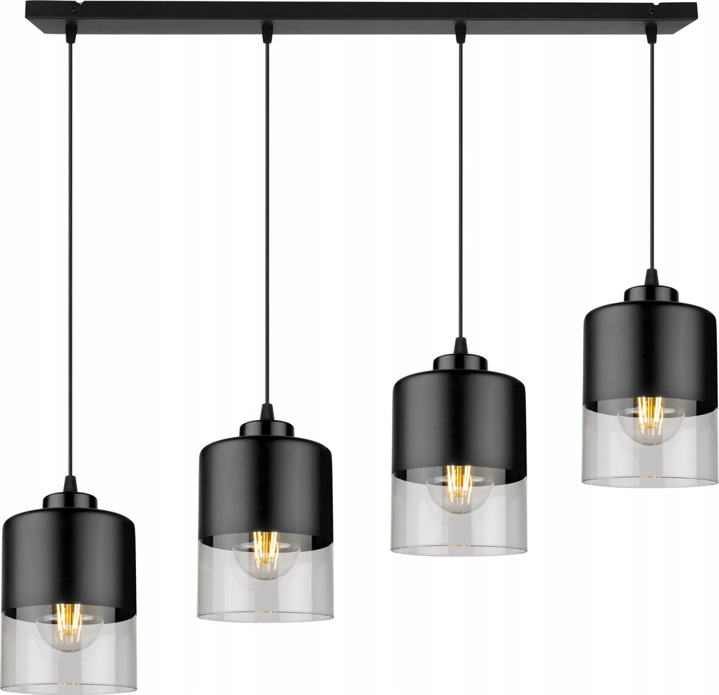 Mennyezeti Lámpa Függő Csillár Fekete Loft Üveg Díszléc Konyhába Nappaliba