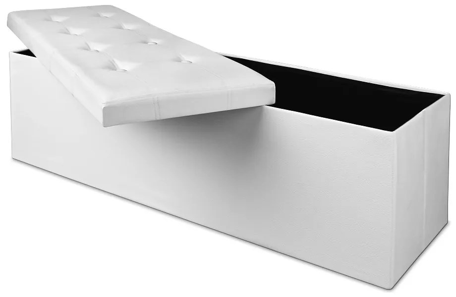 BELLA tárolós puff, 115x40x40cm, fehér Casaria