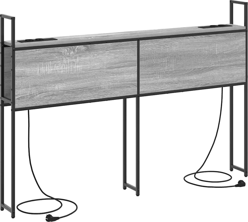 vidaXL Tárolós Fejtámla Töltő Állomással Szürke sonoma Faanyag