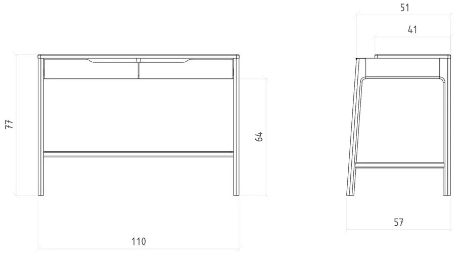 Tölgyfa fésülködőasztal 57x110 cm Twig – The Beds