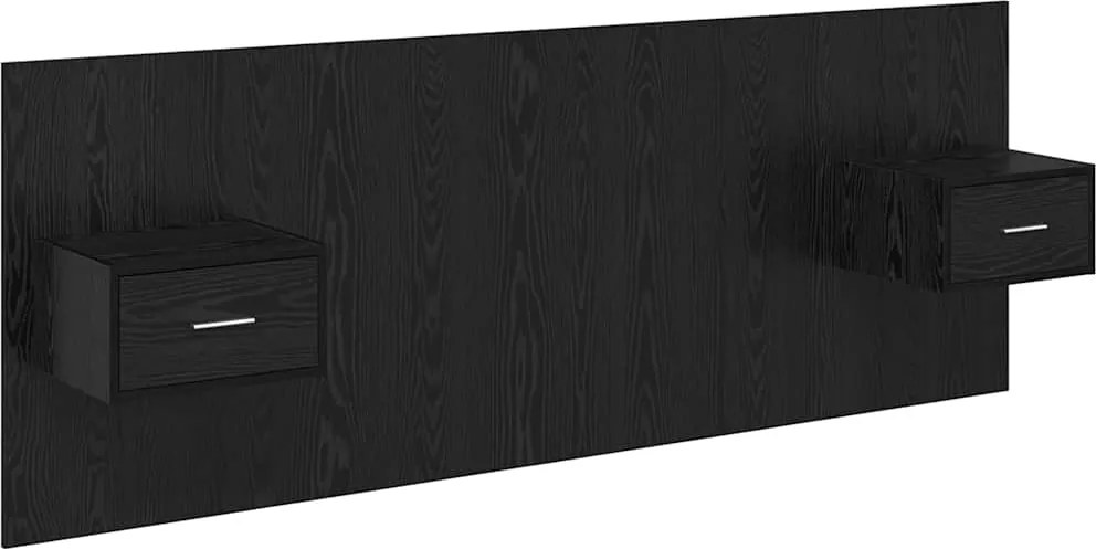 vidaXL Fejtámla Szekrénnyel fiókkal 3 pcs Fekete tölgy Faanyag