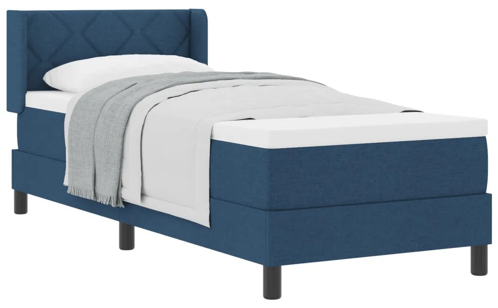 Boxspring ágy matraccal, kék színben, 80 x 200 cm, szövet