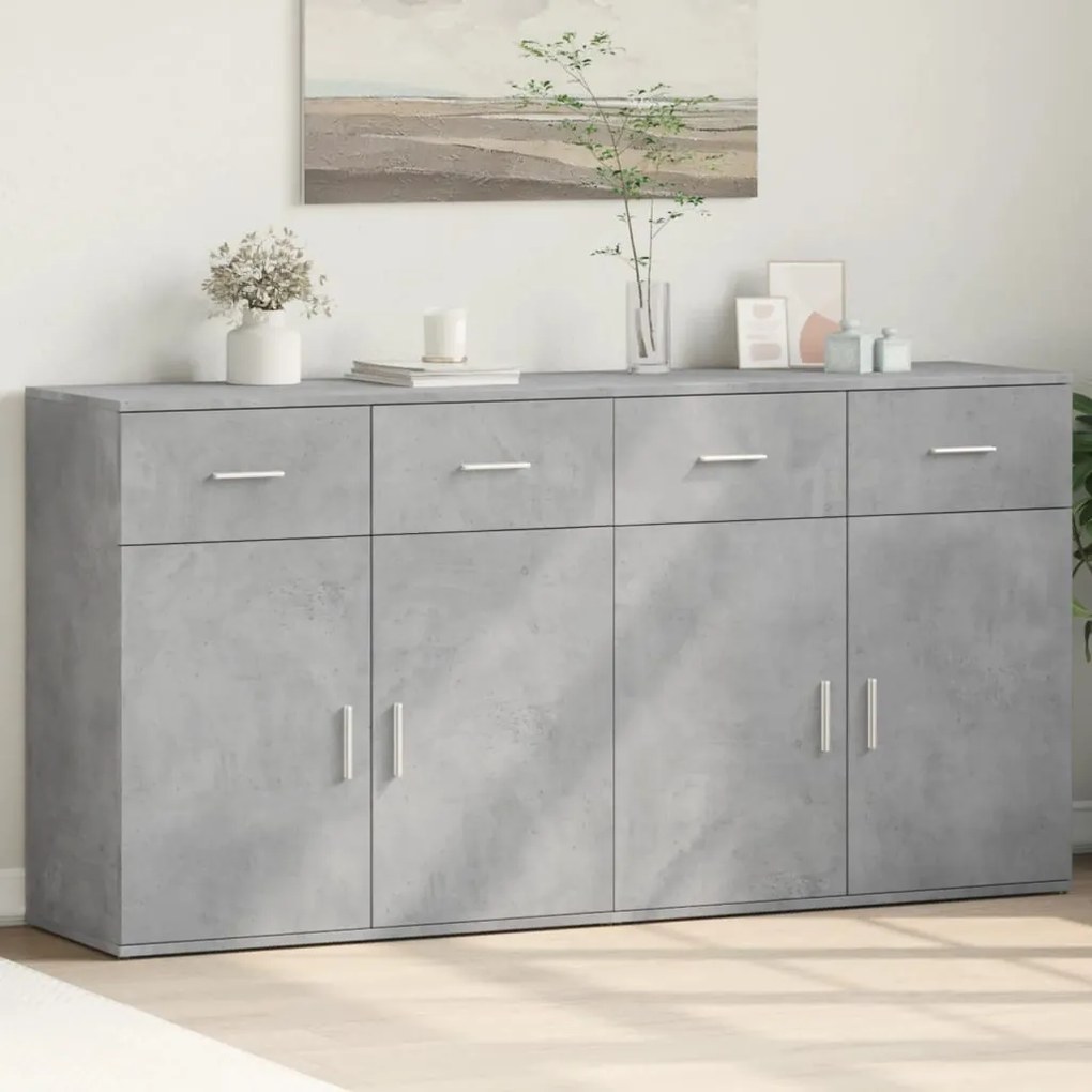 2 db betonszürke szerelt fa tálalószekrény 79 x 38 x 80 cm