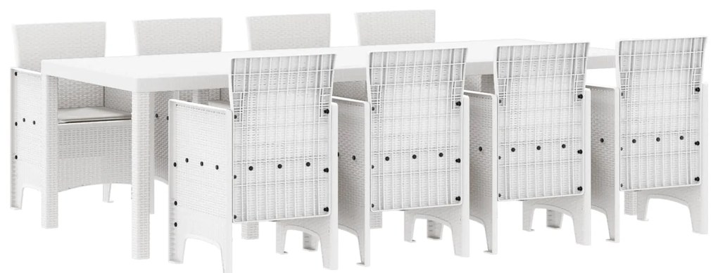 vidaXL Kert étkező szett 9 pcs Fehér Polipropilén