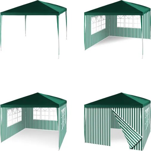 GARTHEN Kerti sátor zöld 3 x 3 m + 2 oldalfal