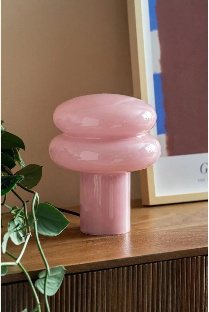 Rózsaszín üveg asztali lámpa (magasság 24 cm) Incesante – Leitmotiv
