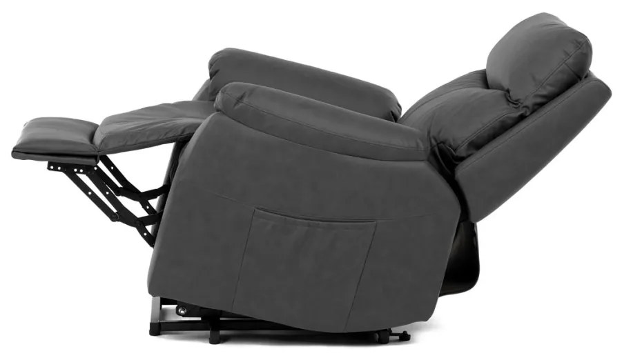 Fotoliu TV si Relax, electric, 3 motoare, stofa gri cu decor piele periata TV-5874