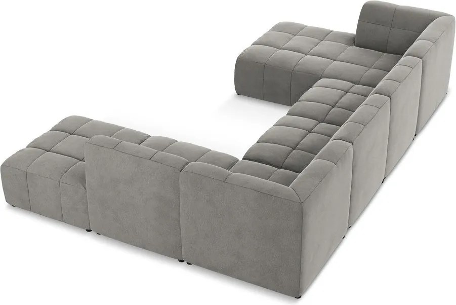 Szürke bársony sarokkanapé (U alakú) Aloha – Makamii