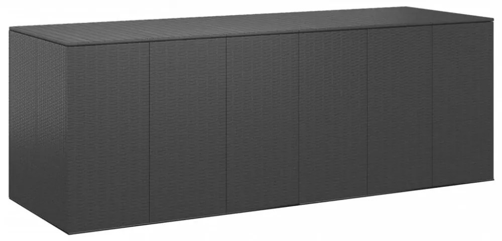 fekete polyrattan kerti párnatartó doboz 291 x 100,5 x 104 cm