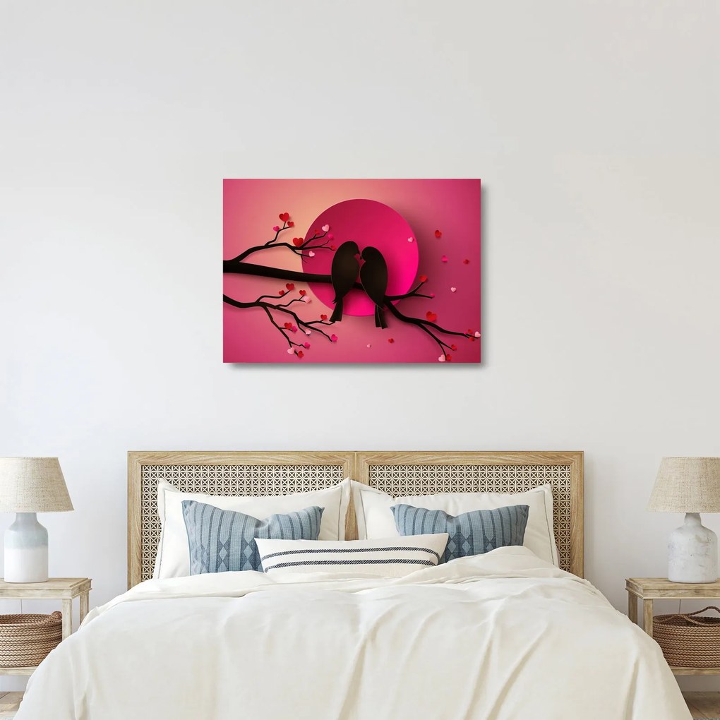 Kép - Szerelmes madarak (üvegen) (70x50 cm)
