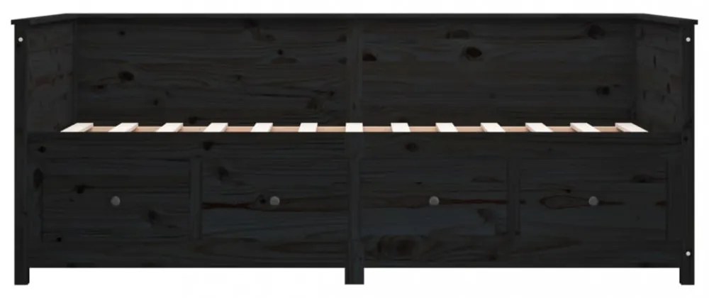fekete tömör fenyőfa kanapéágy 100 x 200 cm
