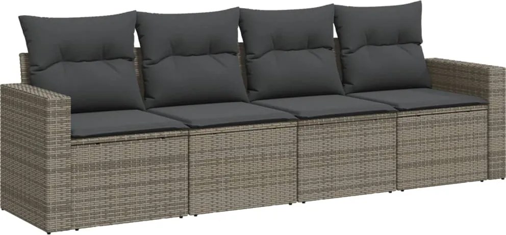 vidaXL 4 részes szürke polyrattan kerti ülőgarnitúra párnákkal