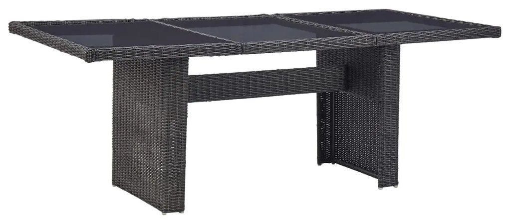 vidaXL barna üveg és polyrattan kerti étkezőasztal 200 x 100 x 74 cm