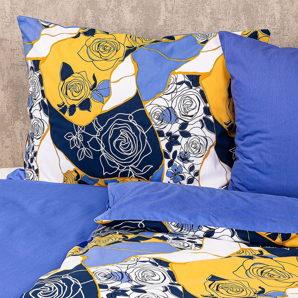 4Home Blue rose pamut ágyneműhuzat, 220 x 200 cm, 2 db 70 x 90 cm