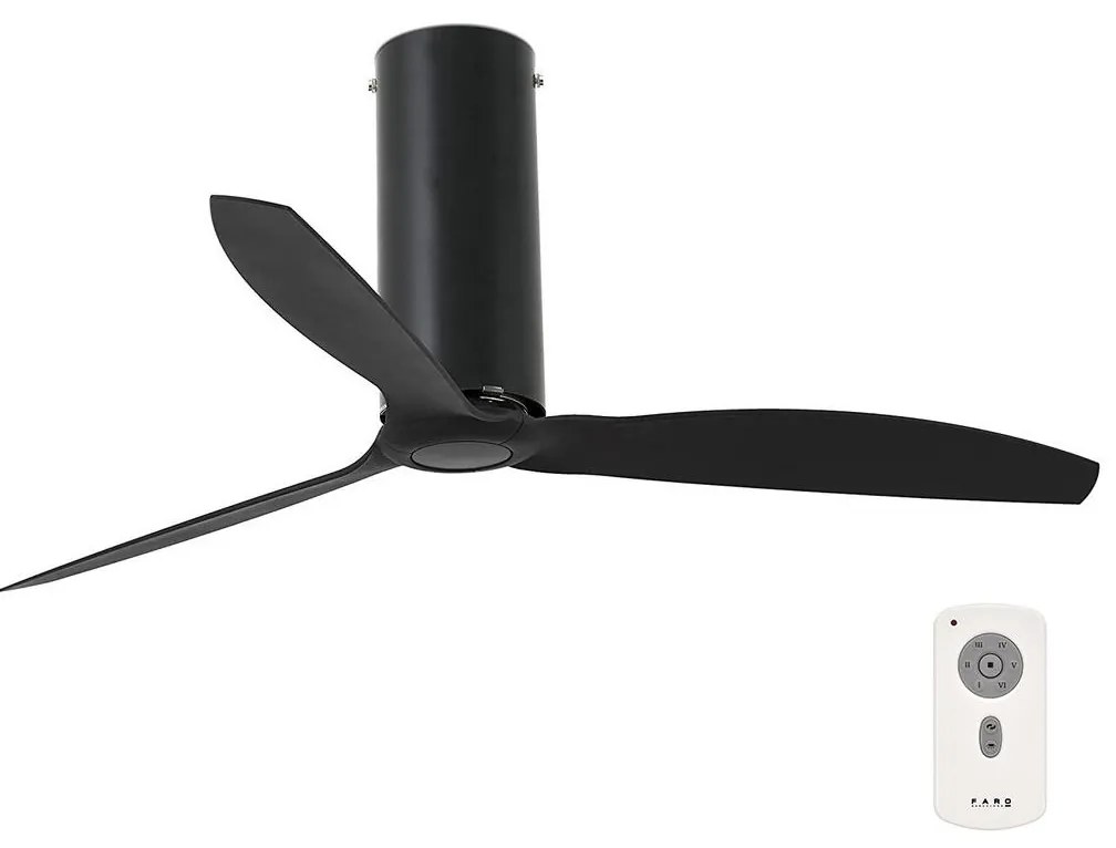 FARO 32060 - Mennyezeti ventilátor TUBE FAN fekete + távirányítás