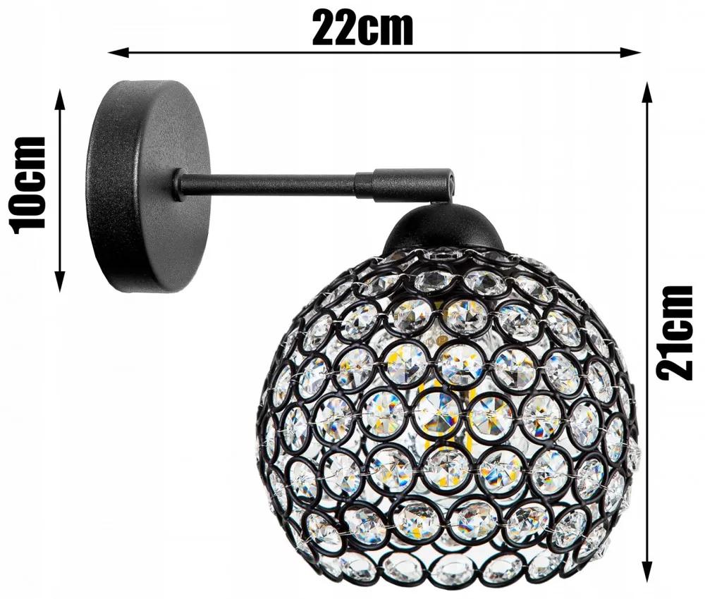 Crystal Ball fali lámpa fekete 1x E27 + ajándék LED izzó