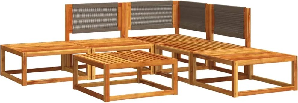 vidaXL 6 darabos kerti kanapégarnitúra párnákkal, akácfa és kötél