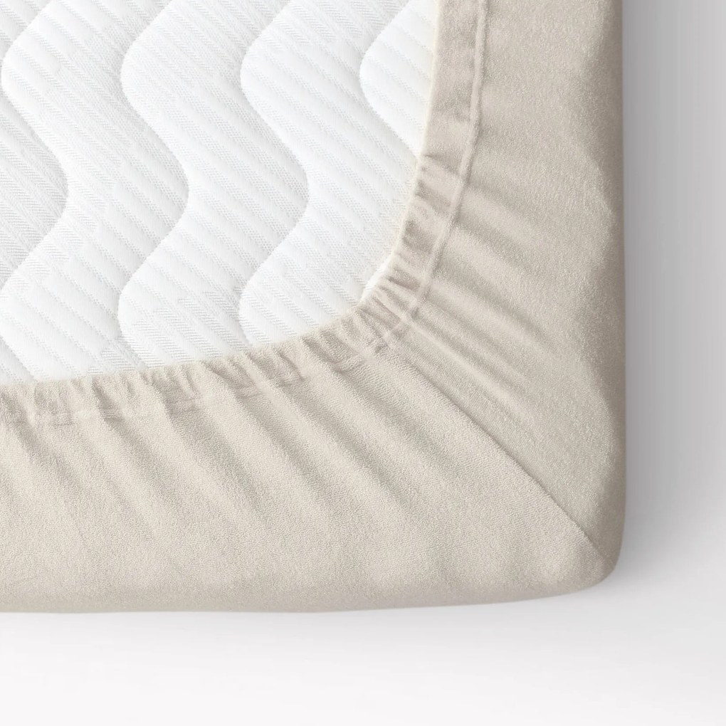 Goldea frottír gumis lepedő - bézs 90 x 200 cm