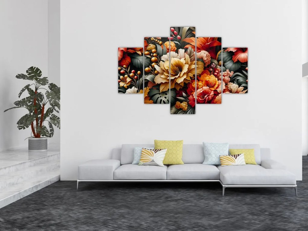 Kép - Narancs-vörös virágok (150x105 cm)