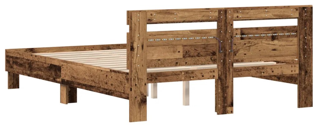 Fa Ágykeret Újrahasznosított Fa 150 x 200 cm Masszív és Stabil