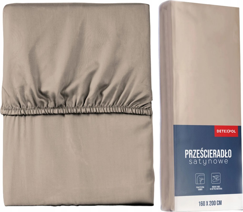 Mikroszatén Lepedő Gumis 180x200 Taupe