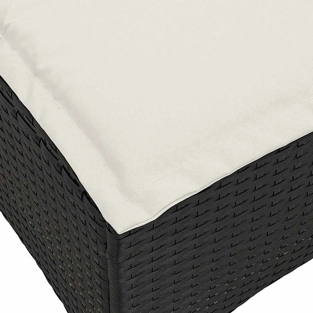 3 részes fekete polyrattan kerti ülőgarnitúra párnával L-alakú