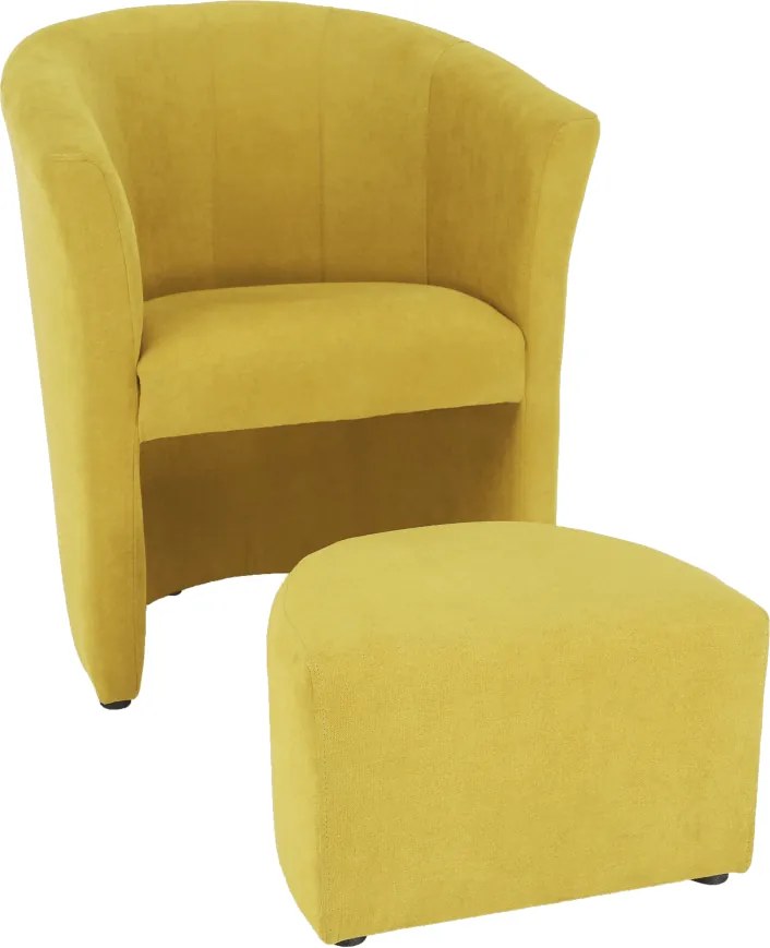 Klub fotel puffal, mustár, ROSE