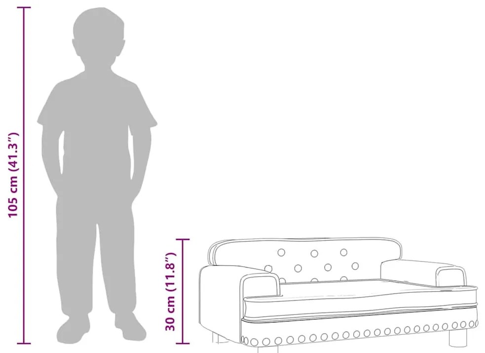 világosszürke gyerek bársonykanapé 70 x 45 x 30 cm