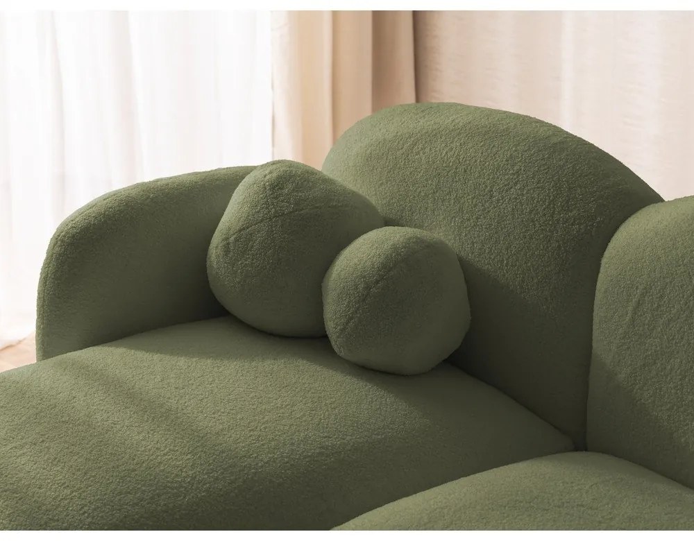 Zöld buklé sarokkanapé (bal oldali-heverő résszel) Orbit – Ropez