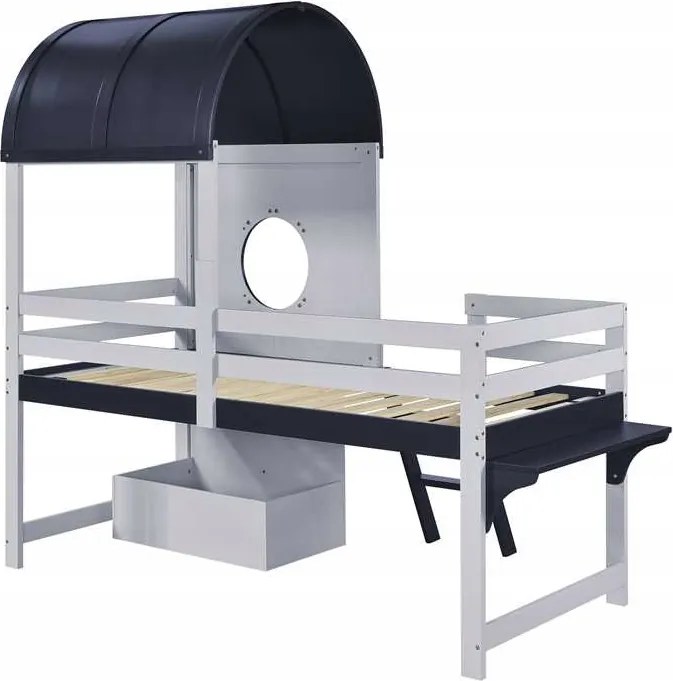 Emeletes ágy Magas ágy Gyerekágy Fiókok Lépcsők 90x200cm