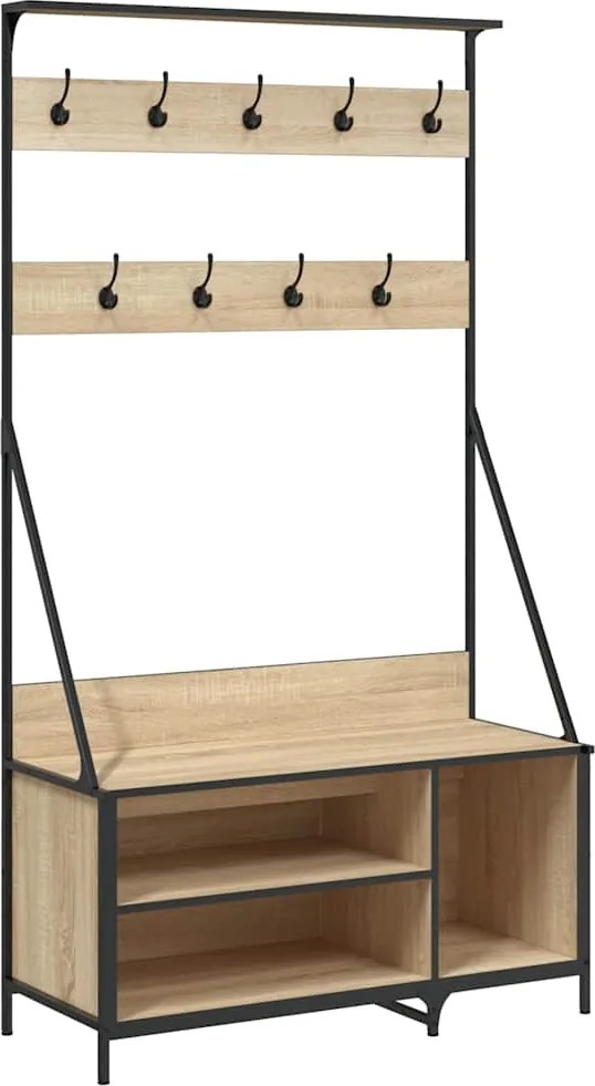 vidaXL sonoma tölgy színű ruhafogas cipőpolccal 100x41x184 cm