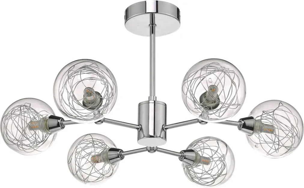 DAR LIGHTING TYK6450 TYKA Mennyezeti Csillár Csiszolt Króm, Átlátszó G9 IP20