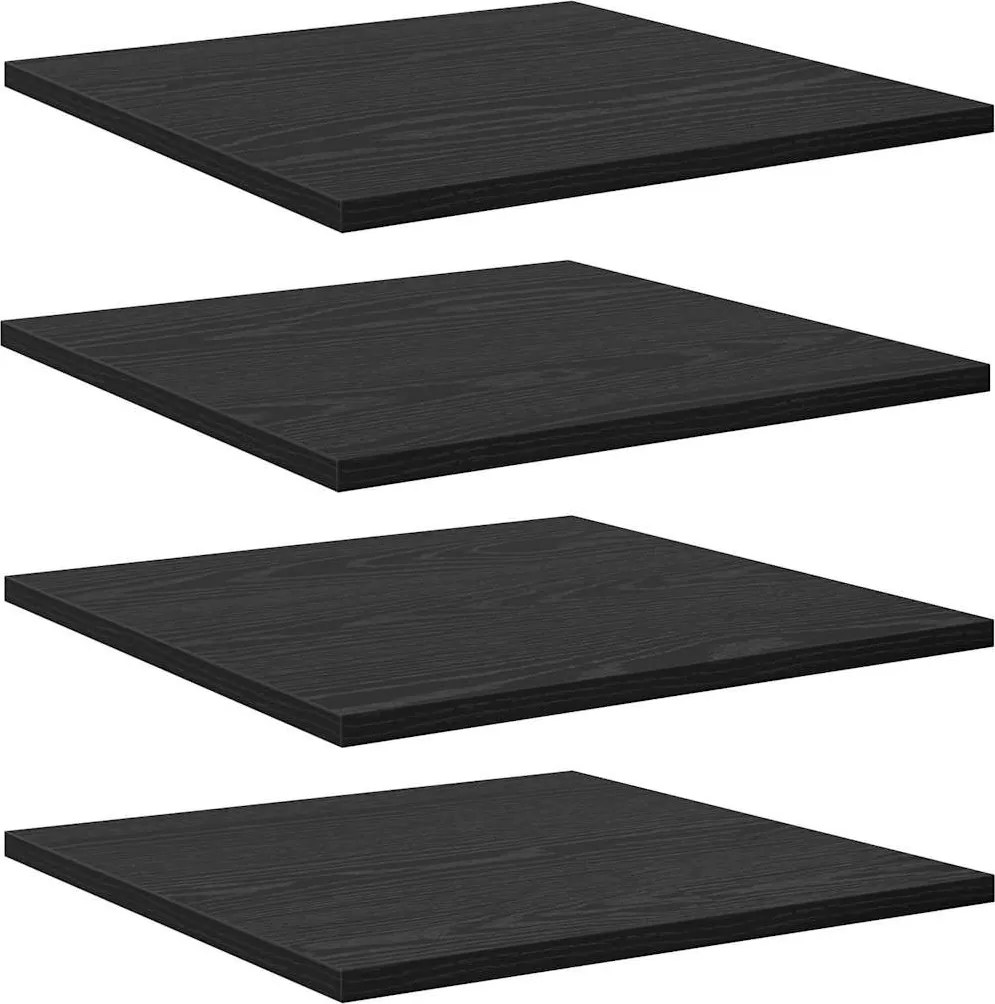 vidaXL Polcos könyvespolc 4 pcs Fekete 40 x 40 x 1,5 cm Faanyag