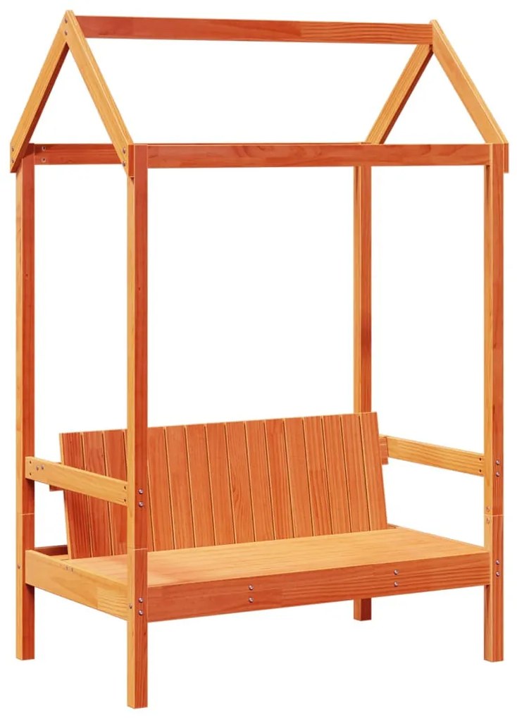 viaszbarna tömör fenyőfa pad tetővel 117,5 x 70 x 176,5 cm