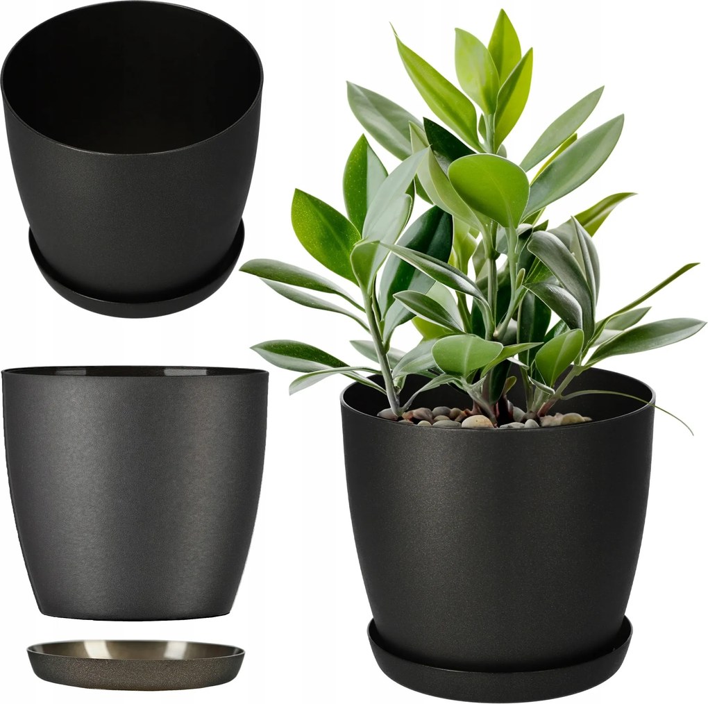 Virágtartó 30cm Matt Grafit Műanyag Állvány