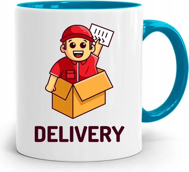 Kék Bögre Futárnak Express Delivery nyomtatott fényképpel