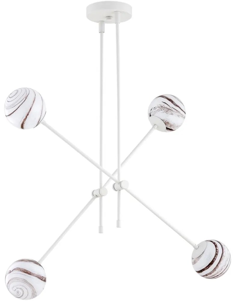 Argon 1841 - Csillár rúdon ABSOS 4xE14/7W/230V alabástrom fehér