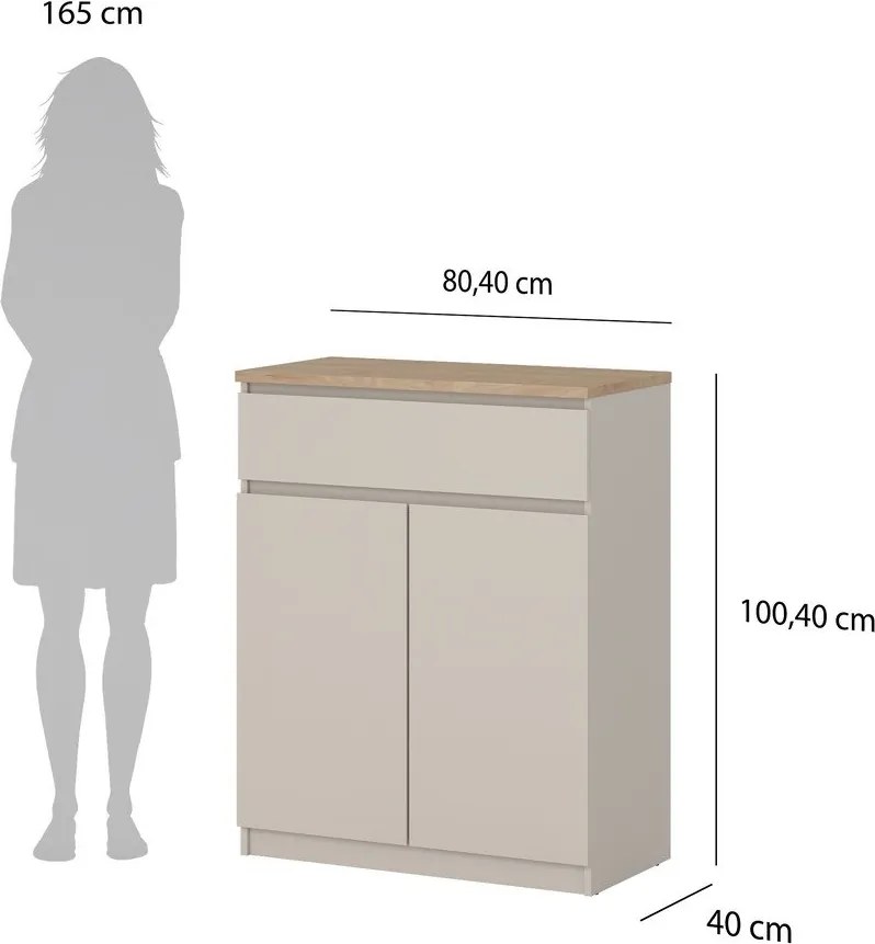 Krémszínű komód 80x100x40 cm Naia – Tvilum
