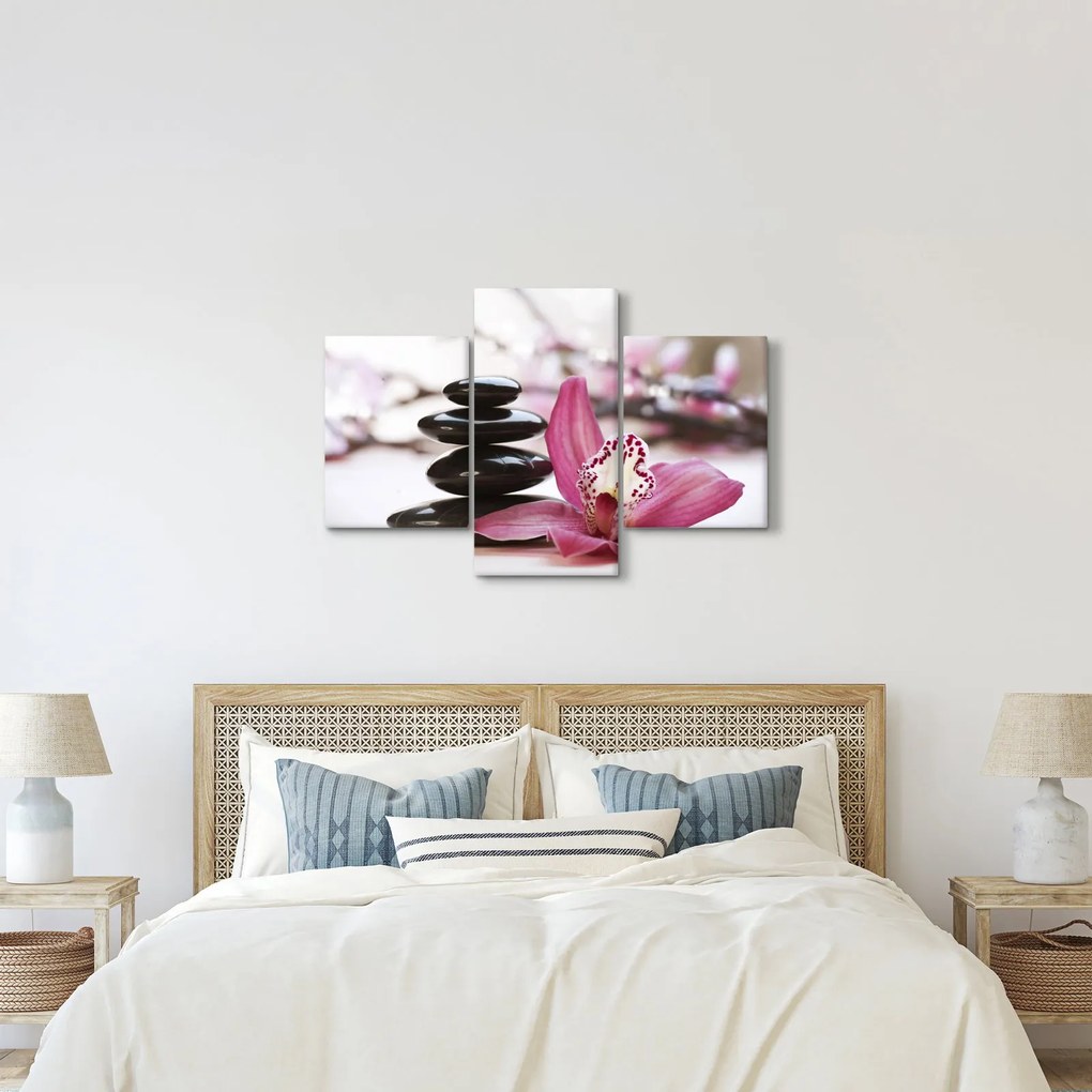 Masszázs kövek és orchideák képe (90x60 cm)