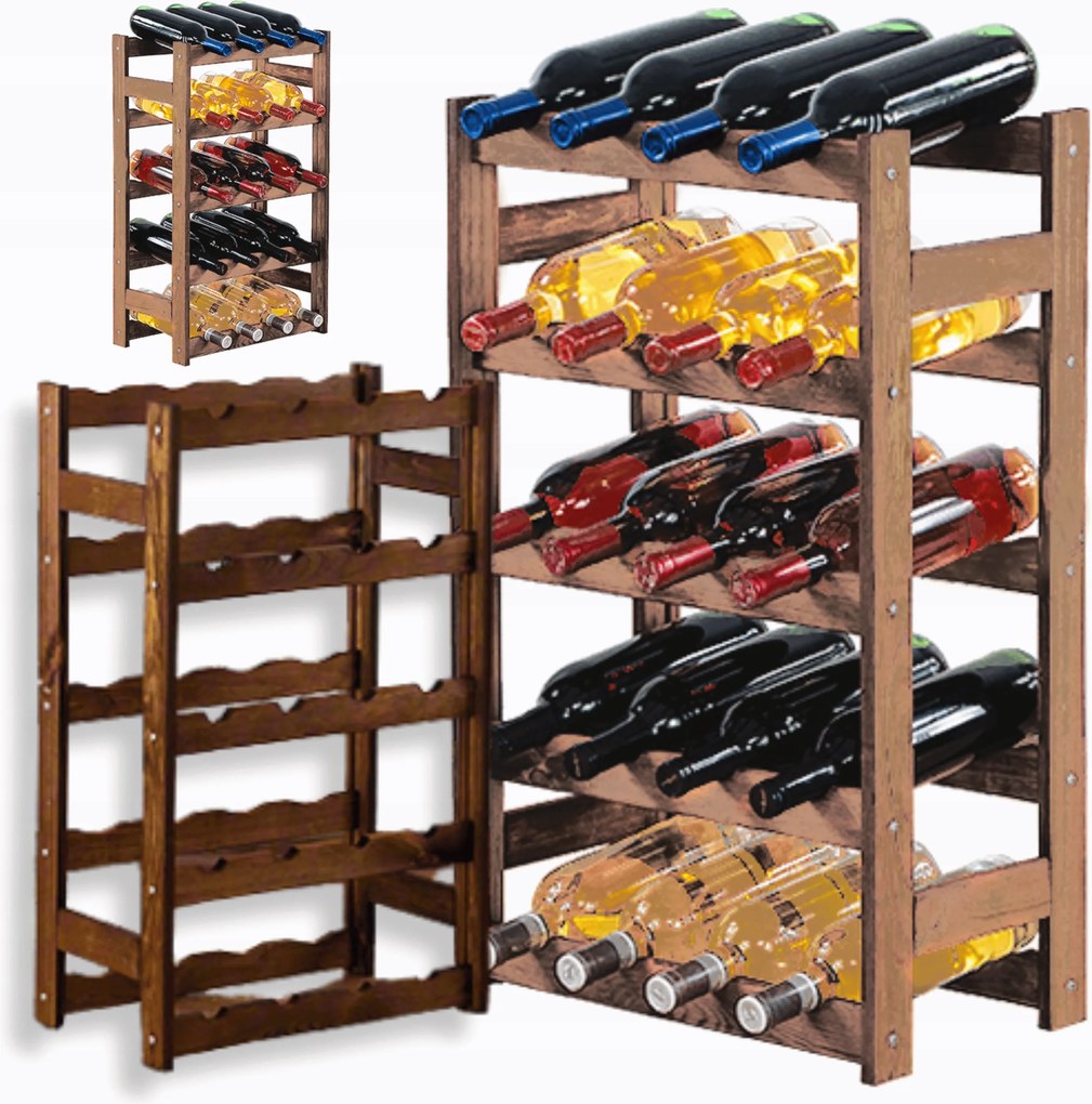 Palacktartó állvány fenyőfa bortartó polc 20 db 70x43x25cm