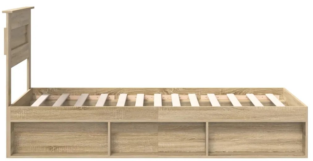 vidaXL Ágykeret matracmal Sonoma tölgy 75 x 190 cm Tömör fenyőfa