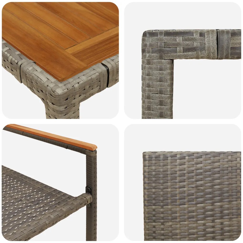 Kert étkező szett 3 pcs Szürke 90 x 90 x 75 cm polirattan