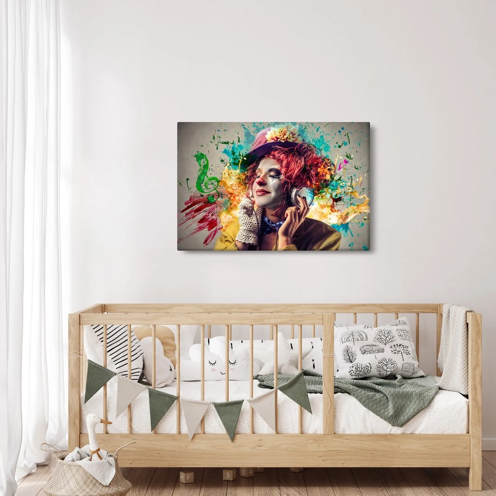 Kép - Női művész fejhallgatóval (90x60 cm)