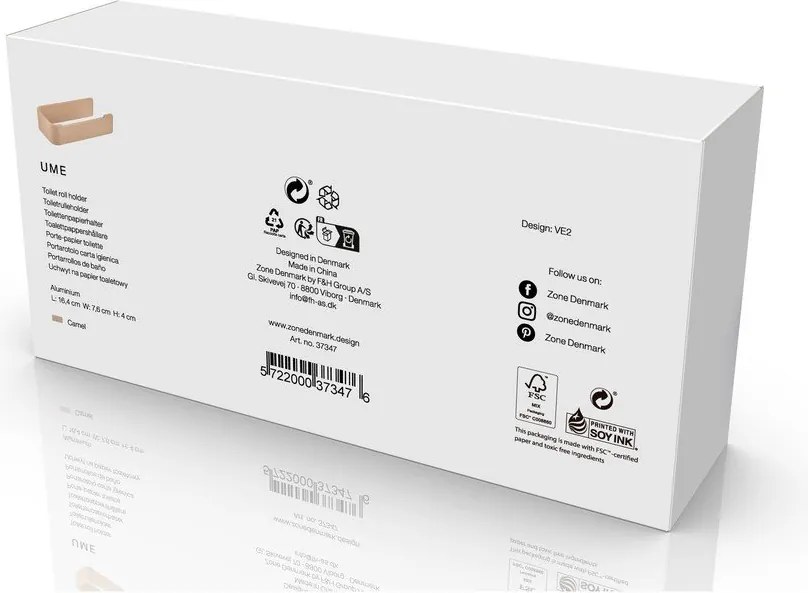 Bézs fali fém WC-papír tartó Ume – Zone