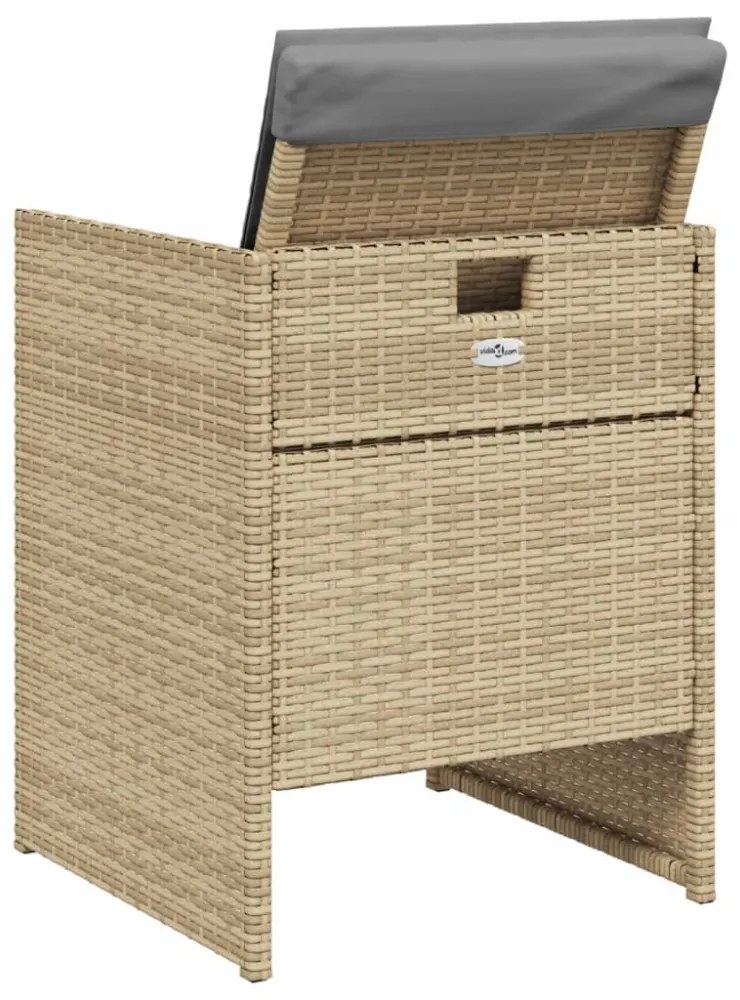 4 db vegyes bézs polyrattan kerti szék párnával